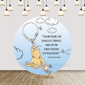Palloncino Cielo Blu Winnie the Pooh Arco Rotondo Sfondo Copertina Foto Fotografia Sfondo Orso Baby Shower Bambini Compleanno Cerchio Sfondo Copertina