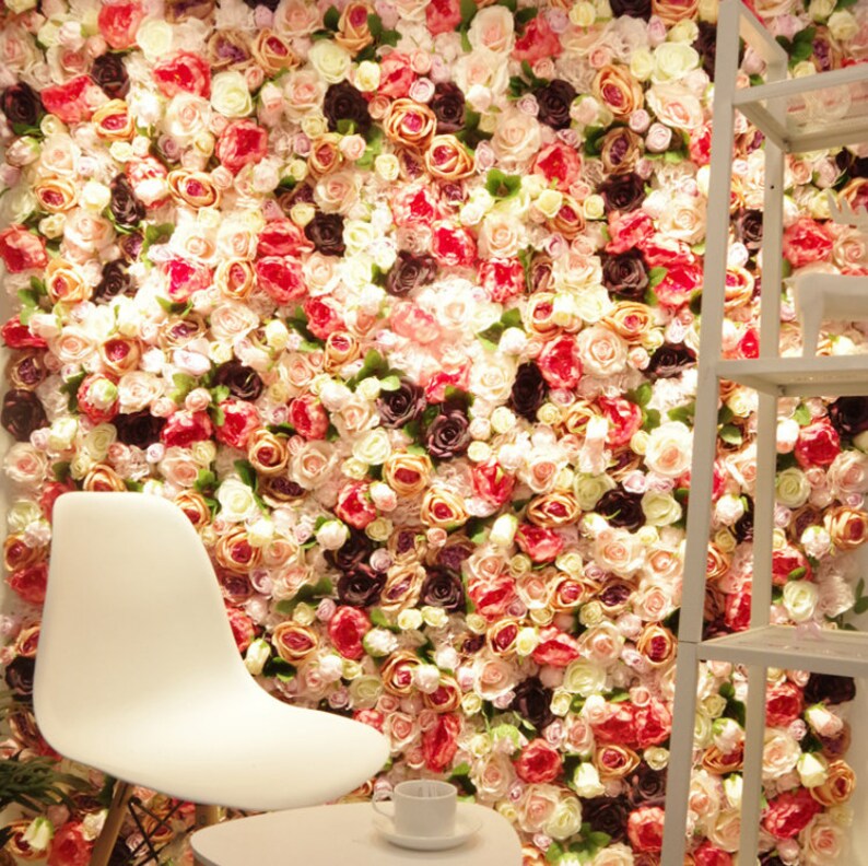 Red Rose Flower Wall Panels Artificial Flower Mat Wedding Etsy