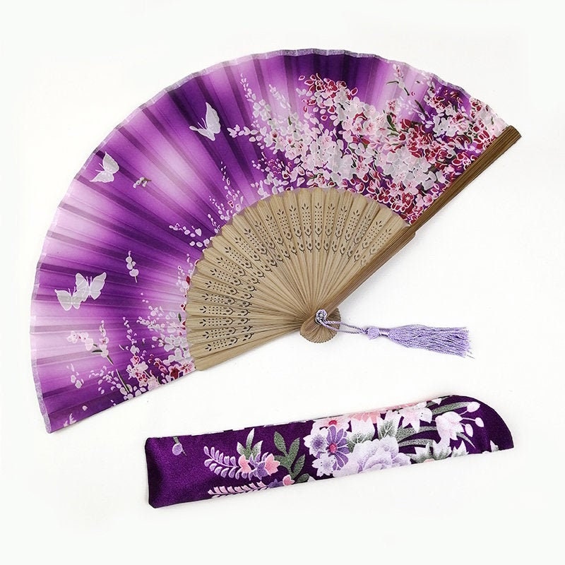 Party Fan Floral Handheld Folding Fans Butterfly Flowers Hand Etsy