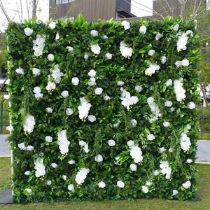 White Phalaenopsis with Green Plant Flower Panels Wall 3D Artificial Flower Backdrop Wedding Bridal Shower Photography Backdrop Flower Wall