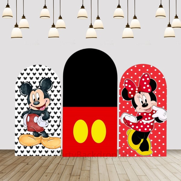 Cartoon Arch Backdrop Cover Mickey Minnie Mouse Children Birthday Arched Wall Chiara Background Baby Shower Arch Cover Party Decor