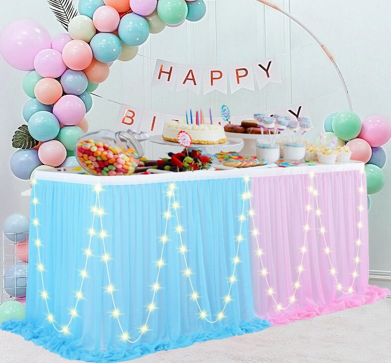 PartyDelight Tovaglia rotonda con paillettes, 228 cm, per feste, baby
