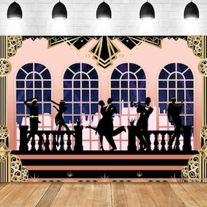The Great Gatsby Theme Party Backdrop Dancing Party Background Birthday Banner Vinyl Photo Backdrops Wall Decor