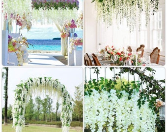 12pcs Flower Cascades Kunstmatige Wisteria Bloemen Bushy Silk Wisteria Garland Vine Ratta Hanging Flowers String Outdoor Wedding Party Decor