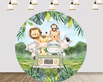 Bannière Anniversaire Safari Animaux - Décor Fond De Fête Enfant 1er Anniversaire