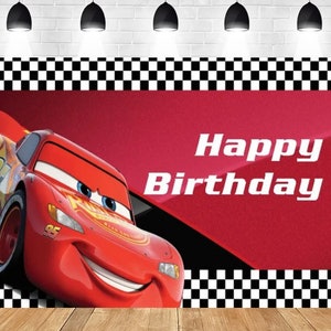 Happy Birthday Racing Car Backdrop Kids Birthday Party Photography Background Sports Photo Background Vinyl Printing Backdrop Banner