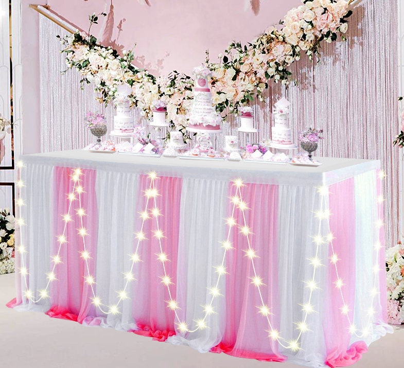 TOOAD Lot de 2 jupes de table en tulle jupe de table moelleuse en