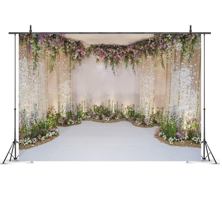LYWYGG Toile De Fond 8x6FT Fleurs Roses Épanouies – Fond Mariage Romantique, Anniversaire, Douche Bébé Ou Shooting Photo