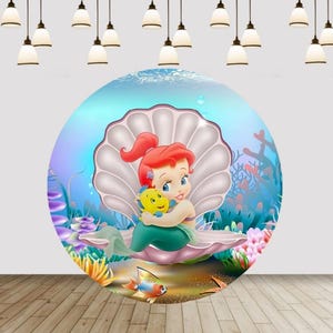 Little Mermaid Round Backdrop Cover, Under the Sea Birthday Decor