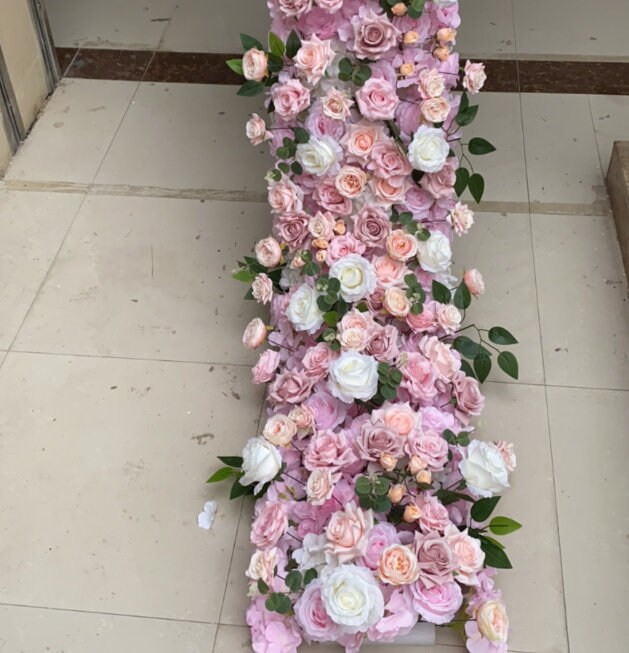 Light Purple Silk Rose Flower Runner, Wedding Table Decor - Etsy