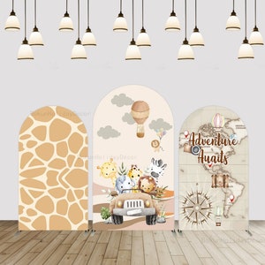 Newborn Baby Shower Safari Arch Backdrop Wild One Adventure Birthday Photo Background  Photography Birthday Decor Custom Chiara Backdrops