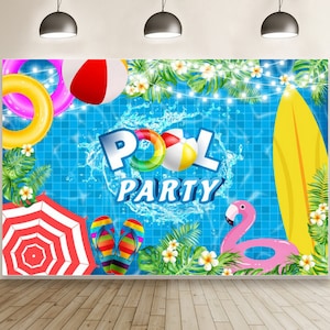 Pool-Party Fotografie Hintergrund Dekor Vinyl Hintergrund Poster Banner Sommer Schwimmen Thema Party Hintergrund Tuch Schwimmen Ring Druck Hintergrund