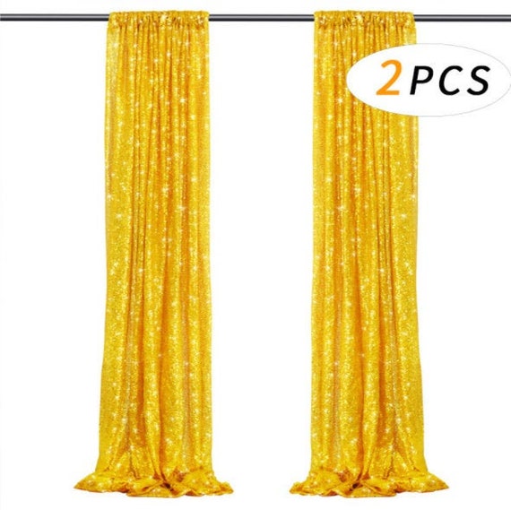2PCS 2x8FT Sequin Backdrop Photography Background Curtain for Party Decoration 