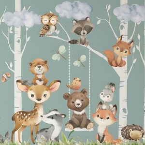Forest Lovely Animals Photography Background Baby Shower Wild Theme Printing Backdrop Picture Vinyl Banner Birthday Newbron Party Studio