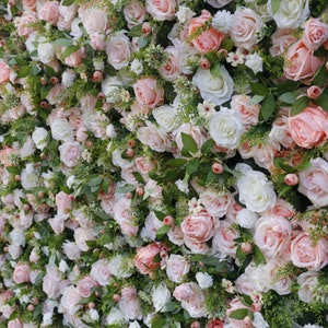 Champagne White Rose Flower Panel Wedding Party Artificial Flower Wall 3D Flowers Wall Backdrop Baby Shower Photo Background