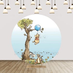 Carino Winnie the Pooh Arco Rotondo Sfondo Copertina Bambini Foto Fotografia Sfondo Orso Baby Shower Bambini Compleanno Cerchio Sfondo Copertina