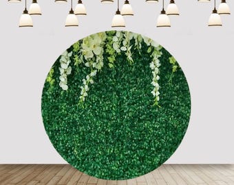 Green Leaf Tree Grass Round Backdrop Cover Wedding Birthday Baby Shower Spring Lawn Circle Backdrop Photo Studio Prom Decor