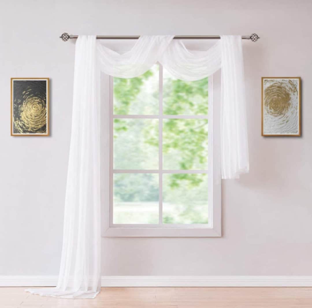 White Sheer Curtains Window Scarf Valance for Canopy Bed - Etsy