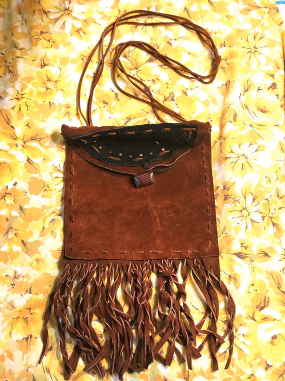 Vintage Boho Suede Fringe Bag