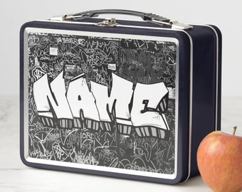 Custom Graffiti Metal Lunch Box, Personalized Name Lunch Bag