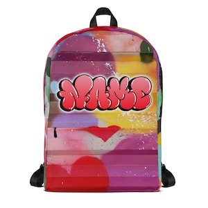 Custom Graffiti Backpack personalized with name or word, Water-Resistant Polyester Bookbag