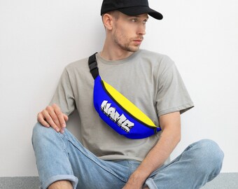 Color Block Fanny Pack with Custom Name or Word in Graffiti