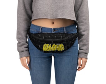 Graffiti Gold Black Brick Fanny Pack