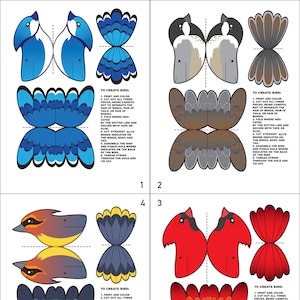 DIY mobiler Vogel - Blauhäher, Meise, Seidenschwanz, Kardinal