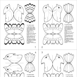 DIY colorez votre propre artisanat d'oiseau mobile - geai bleu, cardinal, mésange, jaseur