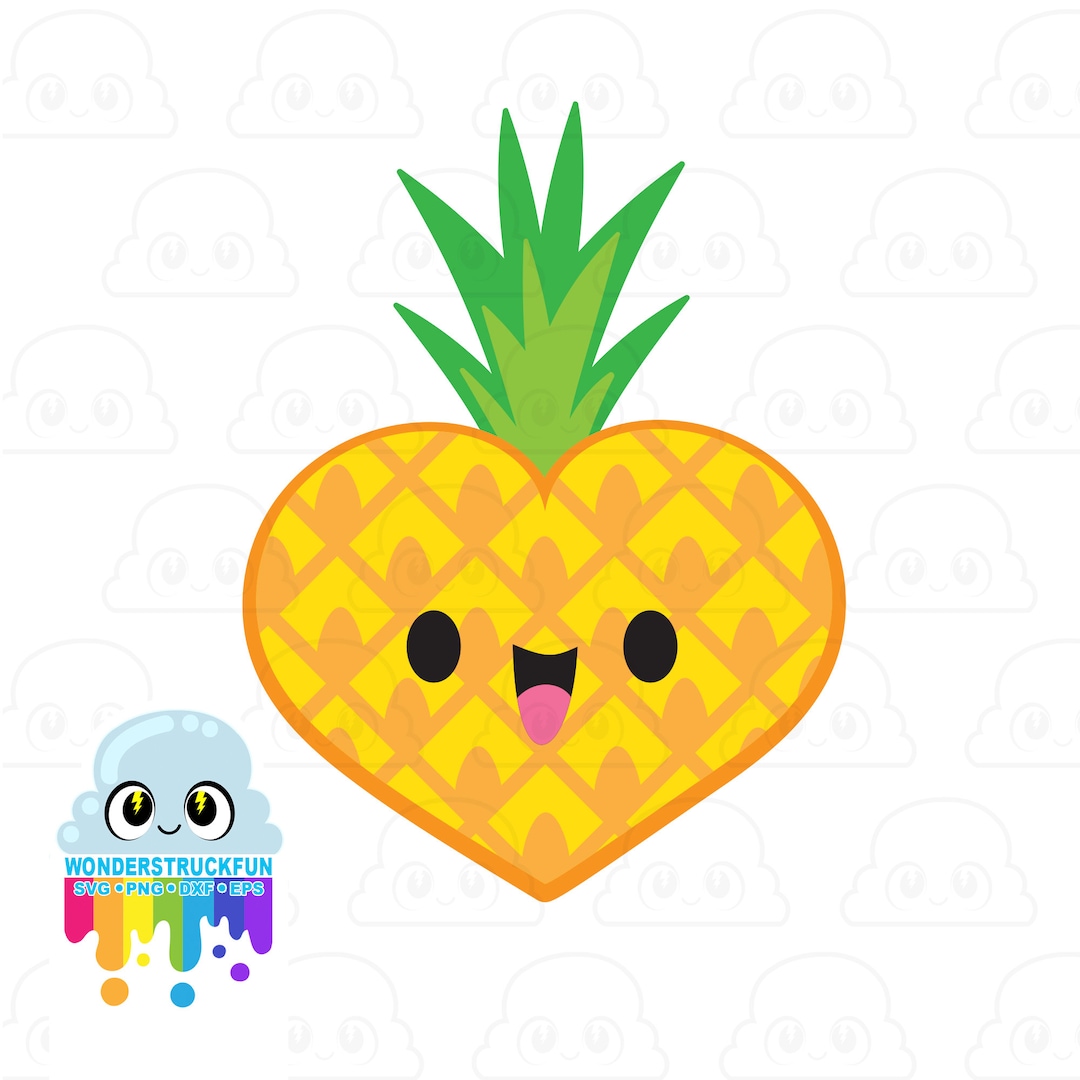 Pineapple Heart SVG, Heart Cut File, Family Shirts, Kawaii, Cute Shirt Design, Garden, Pineapple