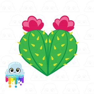 Cactus Heart SVG, heart Cut File, Family Shirts, kawaii, Cute Shirt Design, garden, cactus, dxf eps png, Silhouette o Cricut