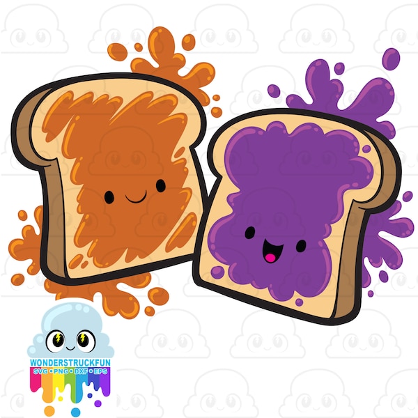 PB&J Besties SVG, peanut butter jelly toast Cut File, Family Shirts, kawaii, Cute Shirt Design, dxf eps png, Silhouette or Cricut