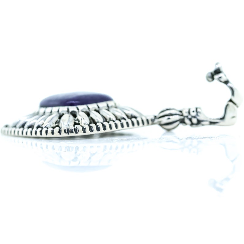 925 Sterling Silver Clip Bail Cushion Sugilite Center Pendant