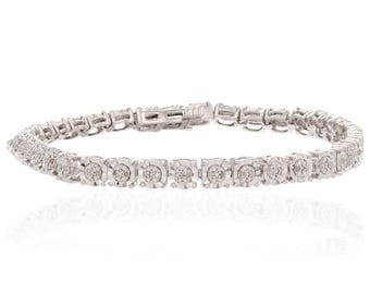 925 Sterling Silver White Stone Chain Bracelet