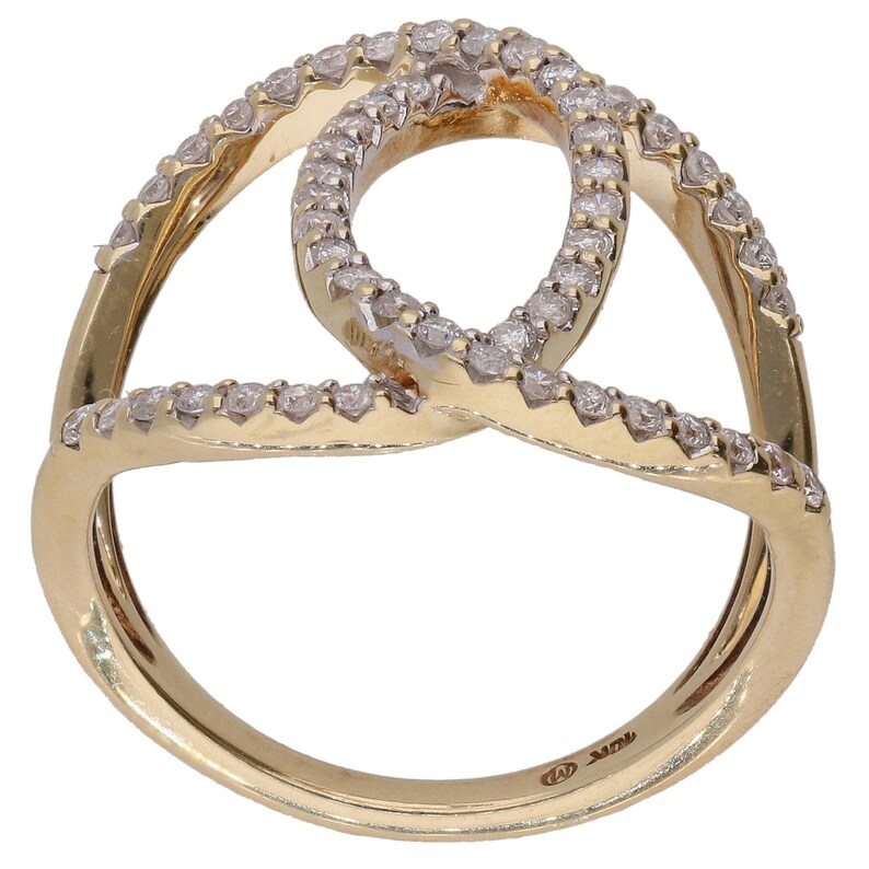 Loop Ring Gold 10K Yellow Gold Diamond Interlocking Loops Ring, .52ctw 52 Stones, Size ...