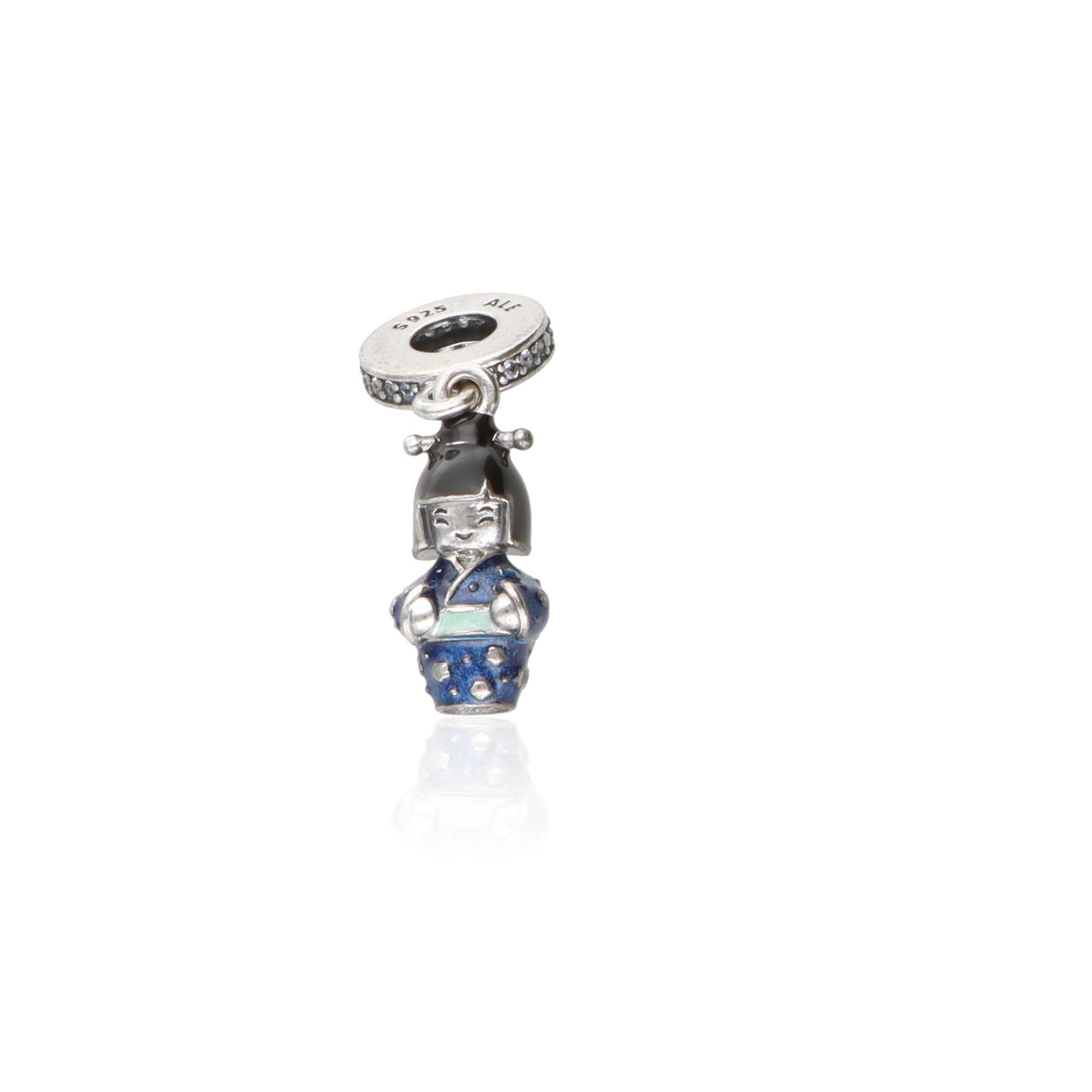 Pandora チャーム ドール Japanese Doll in Blue Kimono ダングルチャーム