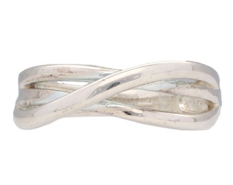 Sterling Silver 7mm Freeform Woven Band Size 8