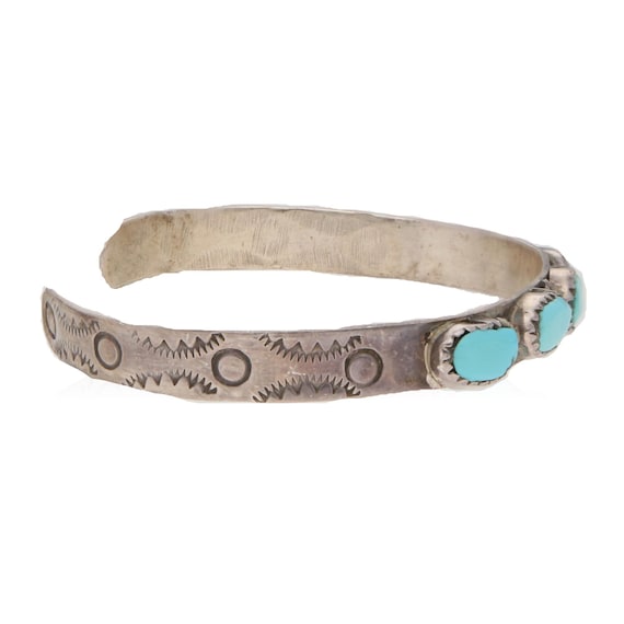 Sterling Silver Zuni Turquoise Cuff Bracelet Native American Jewelry