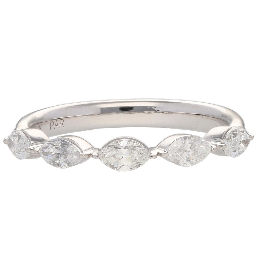 14K White Gold Marquise Diamond Band 0.75ctw G/H SI1 Size 6.5 Elegant 2 ...