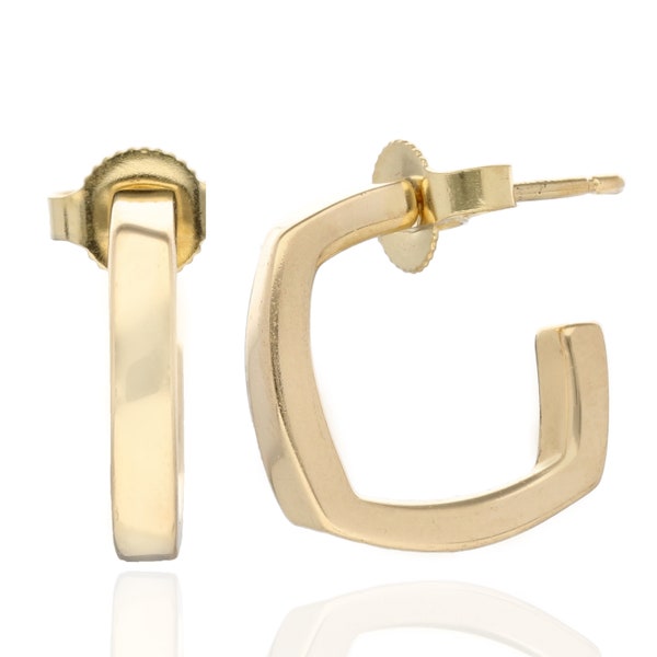 18K Frank Gehry Stunning Tiffany and Co. Square Hoop Earrings in Yellow Gold