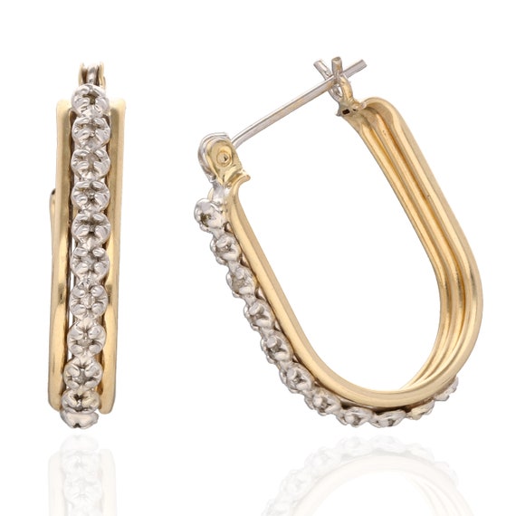 14K Yellow Gold Hoop Diamond Beautiful Earrings