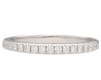 14K White Gold Diamond Band 0.22ctw G/H SI1 Shared Prong Size 6.5  2.1g