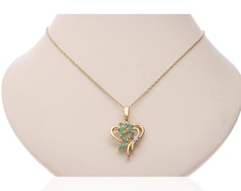 14k Yellow Gold Tanzanite & Opal Inlay Pendant (Chain Not Included)