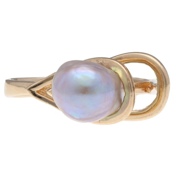 14K Yellow 7.6mm Baroque Pearl Ring