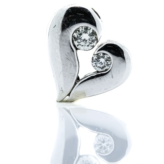14K White Gold Channel Set Diamonds Heart Pendant