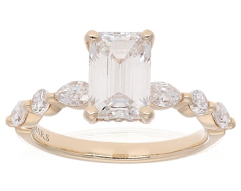 2.02ct Emerald Cut Lab Grown Diamond 14K Yellow Gold Engagement Ring G VS1