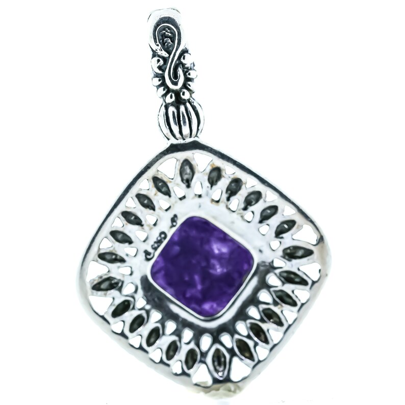 925 Sterling Silver Clip Bail Cushion Sugilite Center Pendant