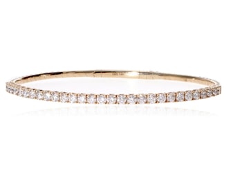 14K Yellow Gold Flex Bangle 2.00ct Round Diamonds G/H SI2 6.75 Bracelet 8.1g