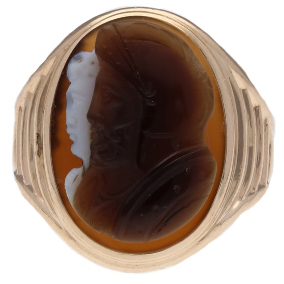 10K Yellow Gold Gent's Sardonyx Cameo Ring - image 1