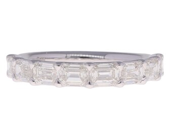 14K White Gold Emerald Cut Diamond Band 2.00ctw G/H SI1 Size 6.5 Ring 3.1gram